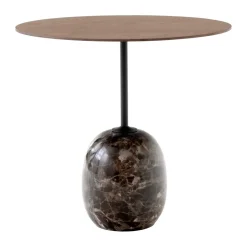 New &Tradition Lato LN9 side table, Walnut-Emparador marble Brown