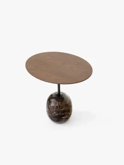 New &Tradition Lato LN9 side table, Walnut-Emparador marble Brown