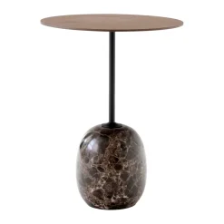New &Tradition Lato side table LN8, Lacquered walnut-Emperador marble BrownBlack