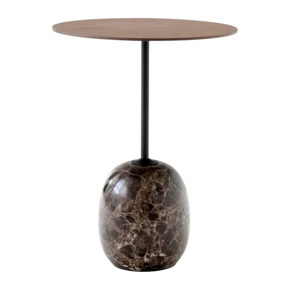 New &Tradition Lato side table LN8, Lacquered walnut-Emperador marble BrownBlack