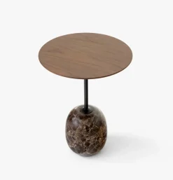 New &Tradition Lato side table LN8, Lacquered walnut-Emperador marble BrownBlack