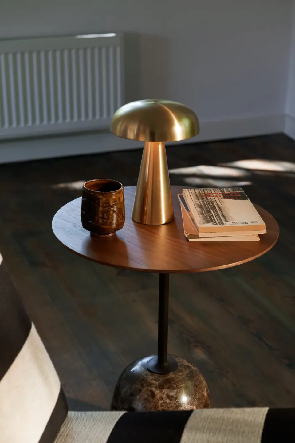 New &Tradition Lato side table LN8, Lacquered walnut-Emperador marble BrownBlack