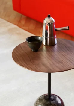 New &Tradition Lato side table LN8, Lacquered walnut-Emperador marble BrownBlack