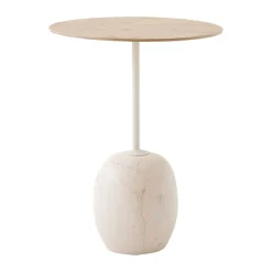 Side Tables^&Tradition Lato side table LN8, Lacquered oak-Crema diva marble BeigeWhite