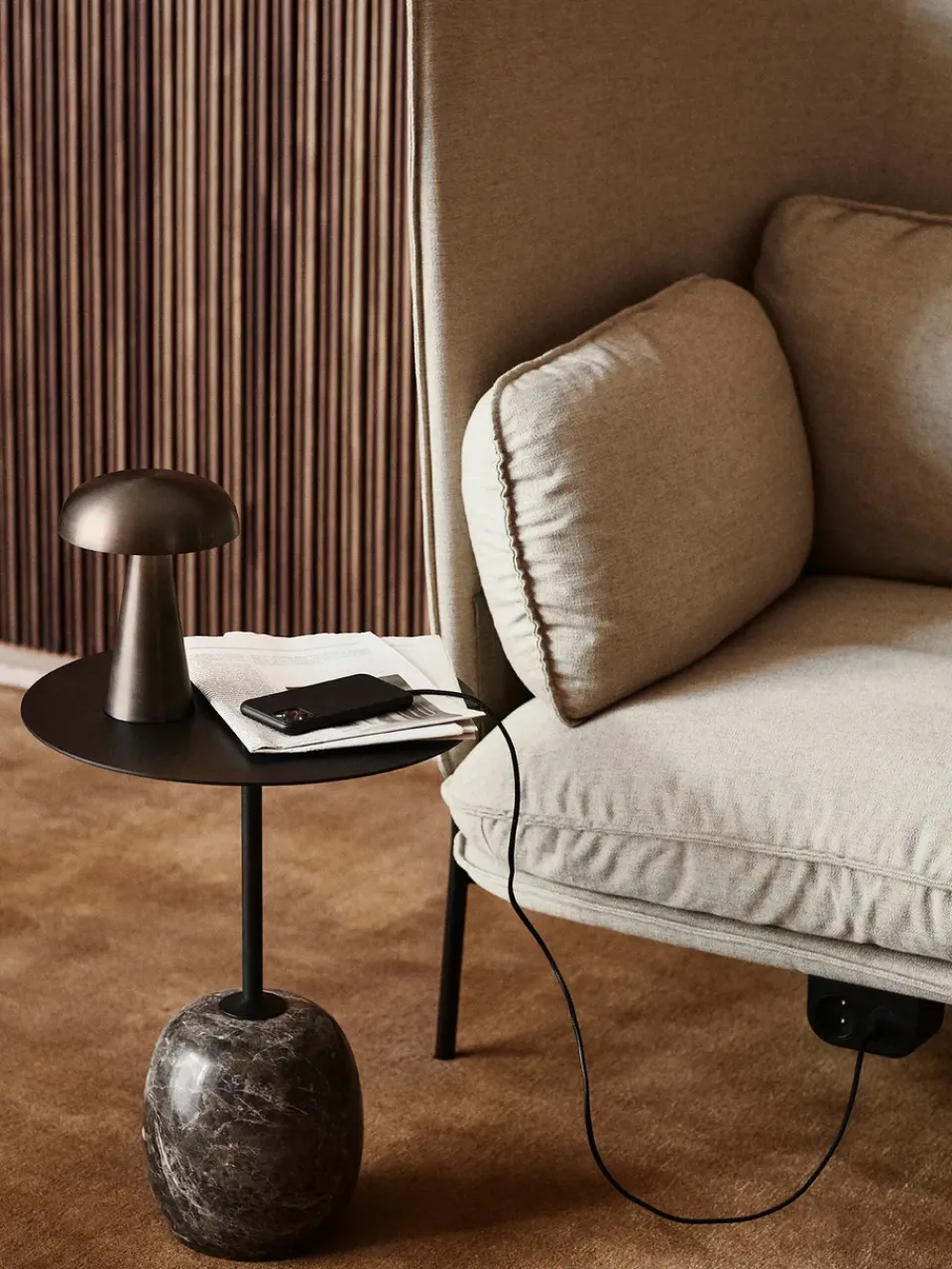 Side Tables^&Tradition Lato side table LN8, Warm -Emparador marble Black