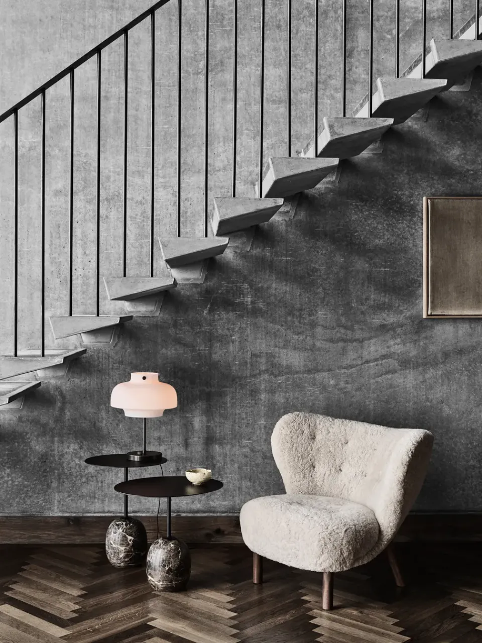 Side Tables^&Tradition Lato side table LN8, Warm -Emparador marble Black