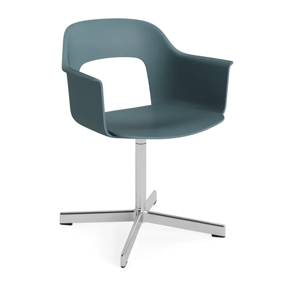 Office Chairs^HAY Layout Armchair 231 office chair, Ocean-polished aluminium 4-star swivel base Blue