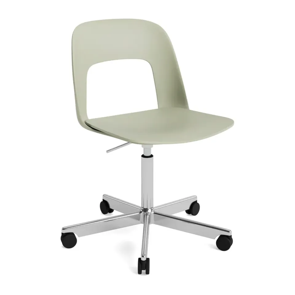 Office Chairs^HAY Layout Chair 141 chair, Bottle -polished aluminium Green