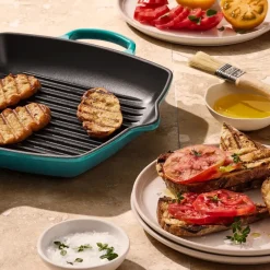 Grill & Griddle Pans|Cast Iron Pans^Le Creuset grill pan 26 cm, Bleu Riviera Blue