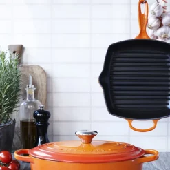 Grill & Griddle Pans|Cast Iron Pans^Le Creuset grill pan 26 cm, Volcanic Orange