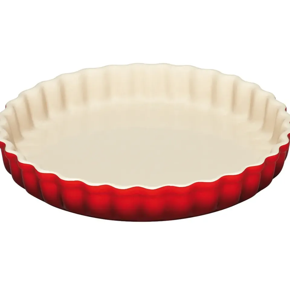 Round Flat Oven & Flan Dishes^Le Creuset pie dish 28 cm, Cerise Red