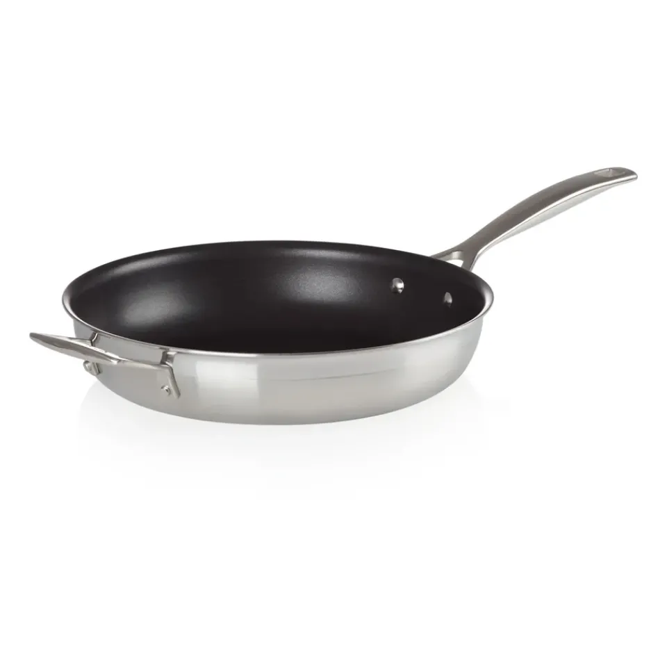 New Le Creuset 3-Ply non-stick frying pan help handle, Ø28 cm BlackSilver-coloured