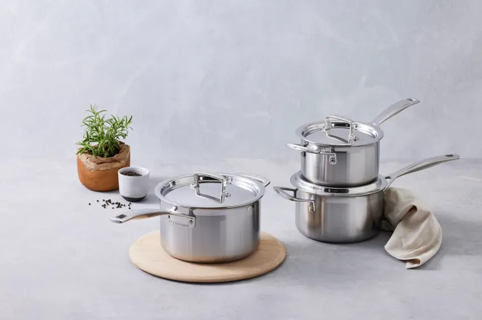Sale Le Creuset 3-Ply pot set, 3 pieces Silver-coloured