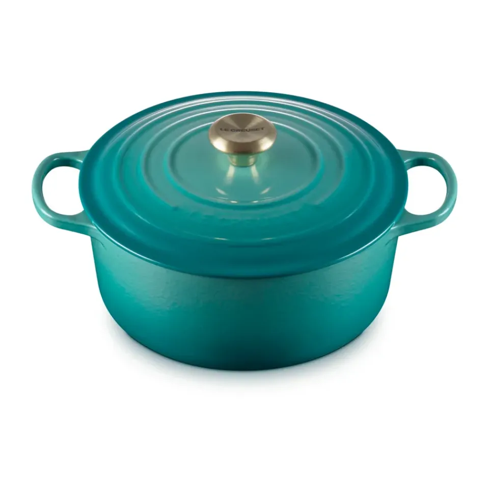Cast Iron Casserole Pots|Cooking Pots & Casserole Dishes^Le Creuset round casserole 5.3 l, Bleu Riviera Blue