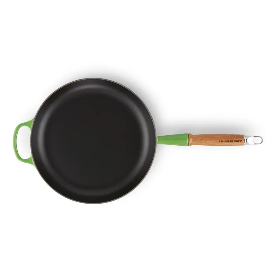 Cast Iron Pans^Le Creuset Signature frying pan wooden handle 28 cm, Bamboo Green