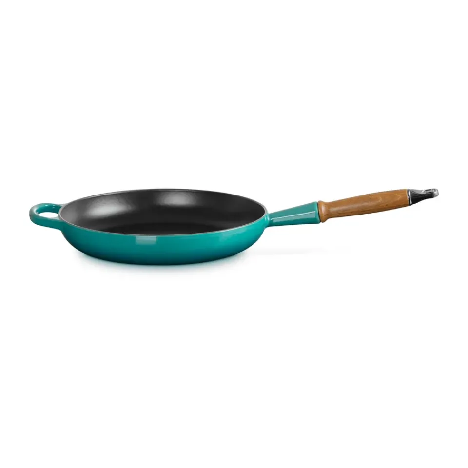 Hot Le Creuset Signature frying pan wooden handle 28 cm, Bleu Riviera Blue