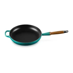 Hot Le Creuset Signature frying pan wooden handle 28 cm, Bleu Riviera Blue