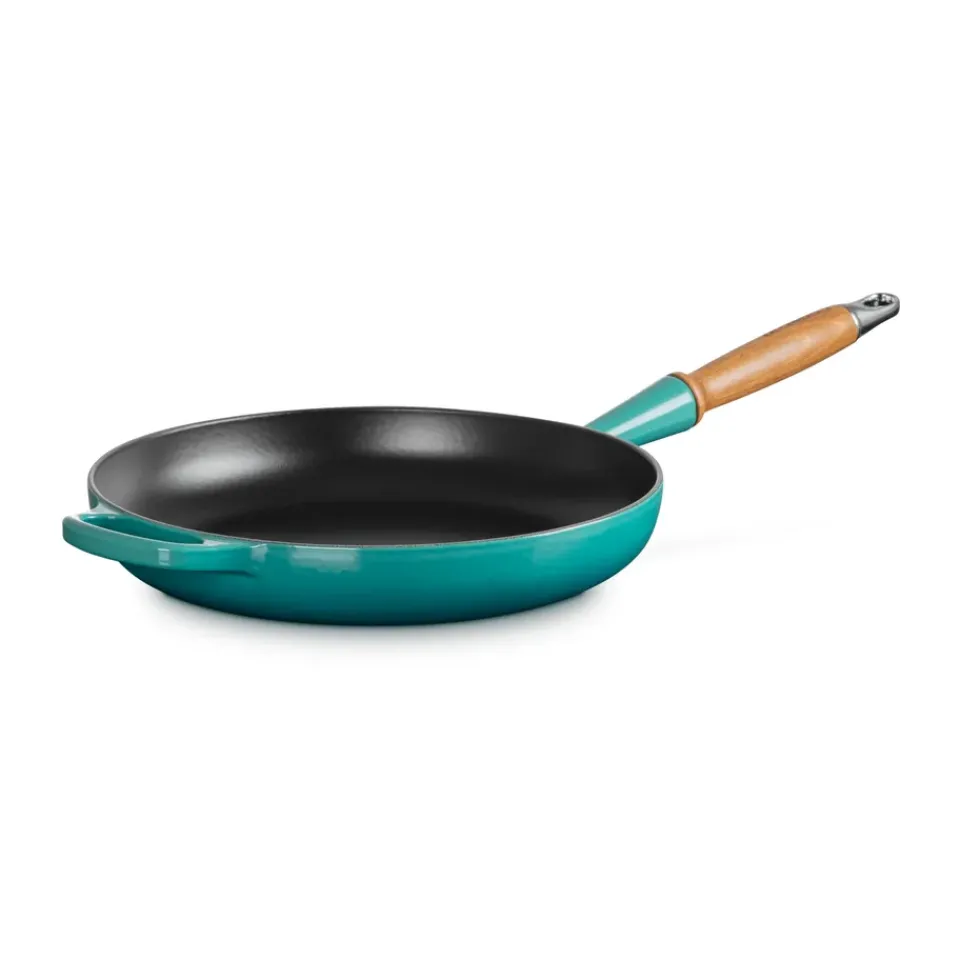 Hot Le Creuset Signature frying pan wooden handle 28 cm, Bleu Riviera Blue