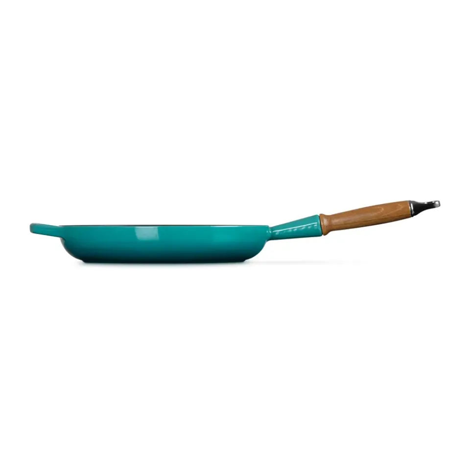Hot Le Creuset Signature frying pan wooden handle 28 cm, Bleu Riviera Blue