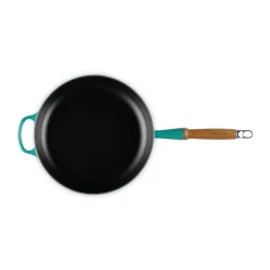 Hot Le Creuset Signature frying pan wooden handle 28 cm, Bleu Riviera Blue