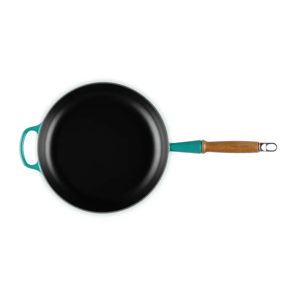 Hot Le Creuset Signature frying pan wooden handle 28 cm, Bleu Riviera Blue