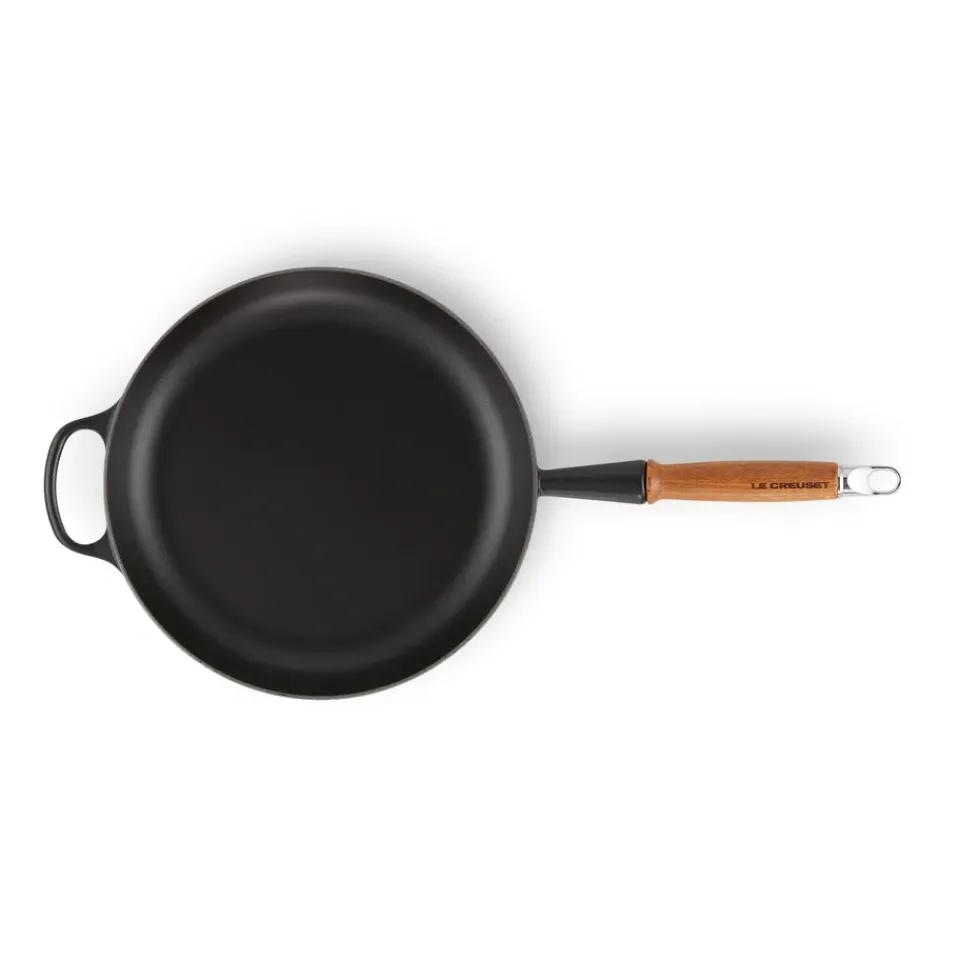 Cast Iron Pans^Le Creuset Signature frying pan wooden handle 28 cm, Matte Black