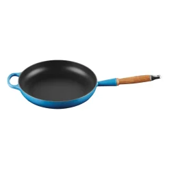 Sale Le Creuset Signature frying pan wooden handle 28 cm, Azure Blue