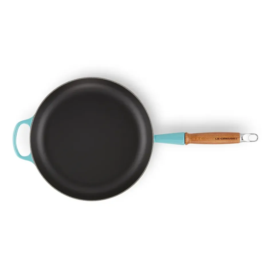Cast Iron Pans^Le Creuset Signature frying pan wooden handle 28 cm, Caribbean Blue
