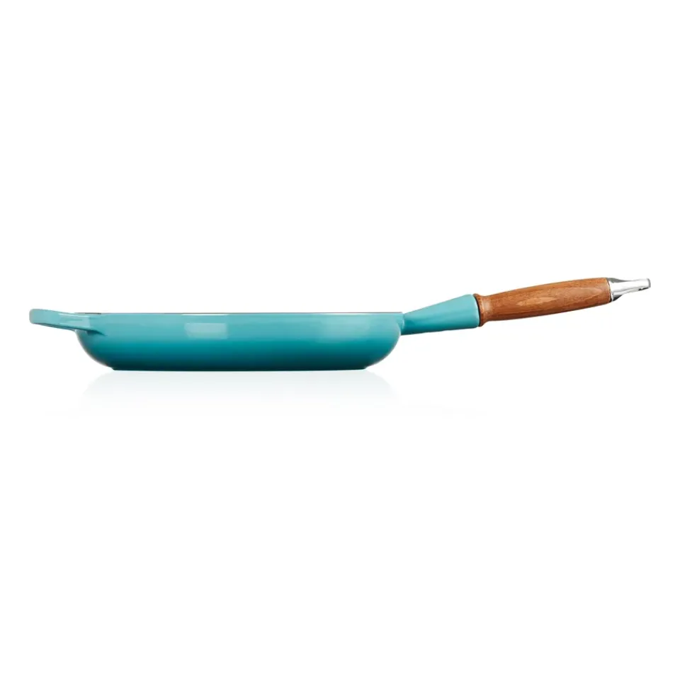 Cast Iron Pans^Le Creuset Signature frying pan wooden handle 28 cm, Caribbean Blue