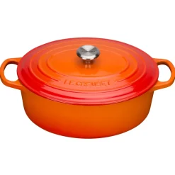 Cast Iron Casserole Pots^Le Creuset Signature oval casserole 4.1 l, Volcanic Orange