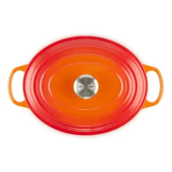 Cast Iron Casserole Pots^Le Creuset Signature oval casserole 6.3 l, Volcanic Orange