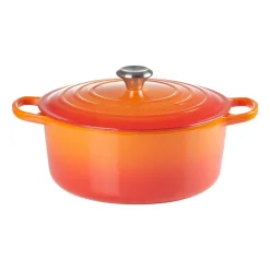Cast Iron Casserole Pots^Le Creuset Signature round casserole 6.7 l, Volcanic Orange