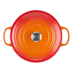 Cast Iron Casserole Pots^Le Creuset Signature round casserole 6.7 l, Volcanic Orange