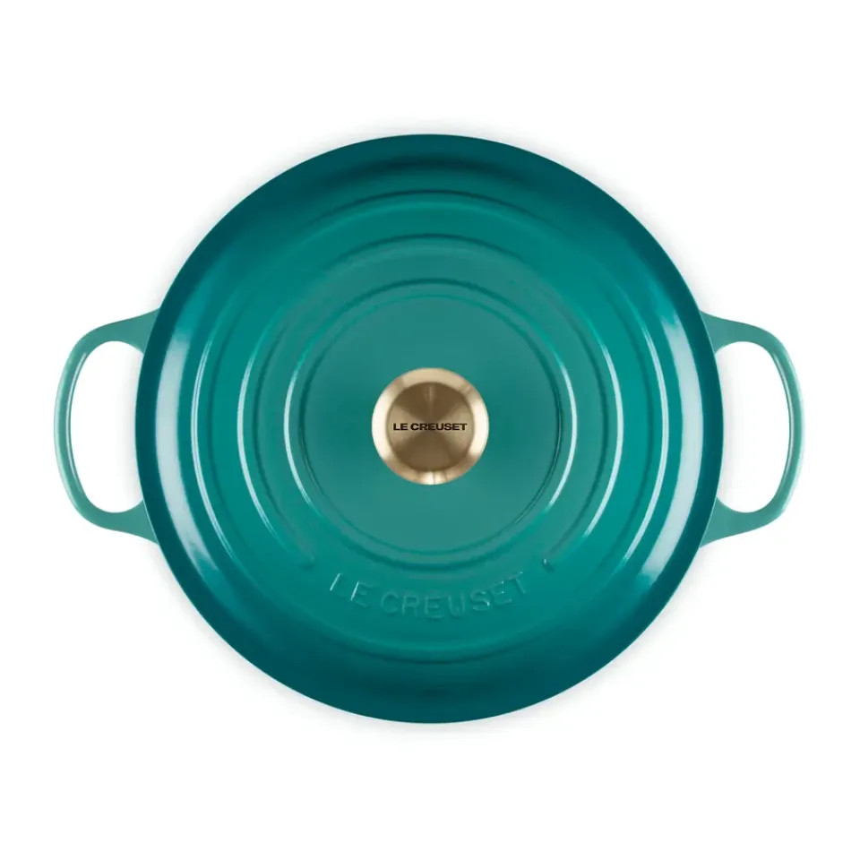 Cast Iron Casserole Pots|Cooking Pots & Casserole Dishes^Le Creuset Signature round casserole 6.7 l, Bleu Riviera Blue