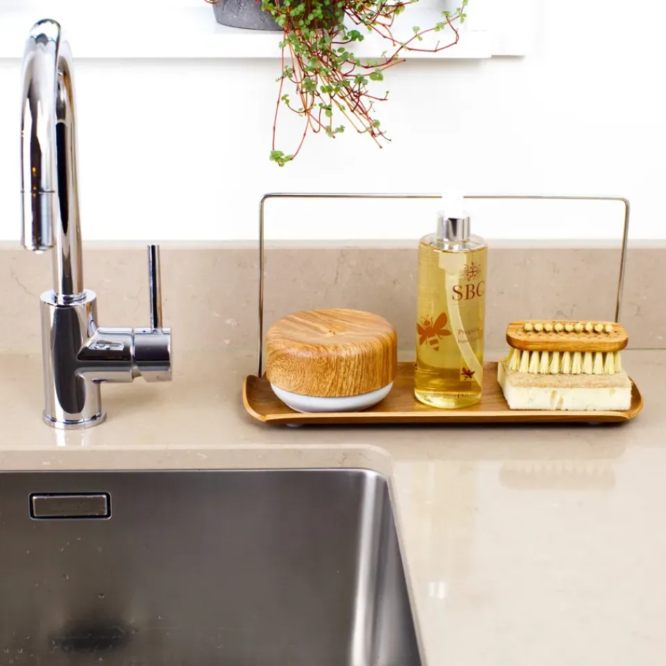 Hot Bosign LEAF dish rack with dishcloth holder, Walnut-stainless steel Brown