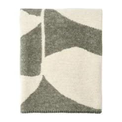 Discount Scandi Living Leaf wool throw 130x180 cm, Khaki Green