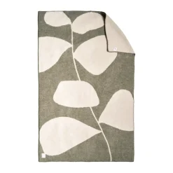 Discount Scandi Living Leaf wool throw 130x180 cm, Khaki Green
