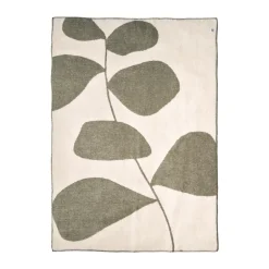 Discount Scandi Living Leaf wool throw 130x180 cm, Khaki Green
