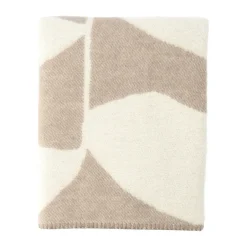Online Scandi Living Leaf wool throw 130x180 cm, Mole Beige