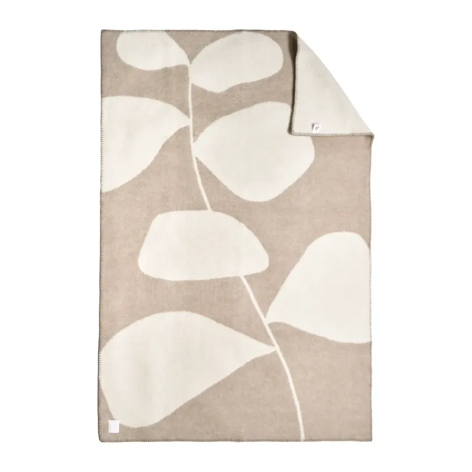 Online Scandi Living Leaf wool throw 130x180 cm, Mole Beige