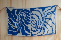 Online Fine Little Day Leaves throw 130x220 cm, Blue-white BlueWhite