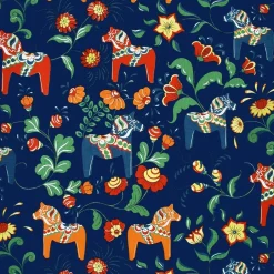 Fabric By The Metre^Arvidssons Textil Leksand fabric, blue BlueGreenOrangeRed