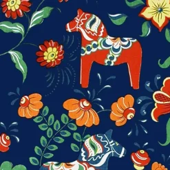 Fabric By The Metre^Arvidssons Textil Leksand fabric, blue BlueGreenOrangeRed