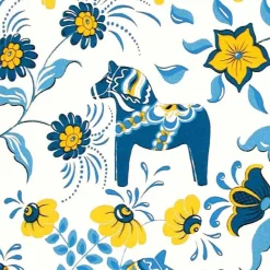 Fabric By The Metre^Arvidssons Textil Leksand fabric, blue-yellow BlueYellowWhite
