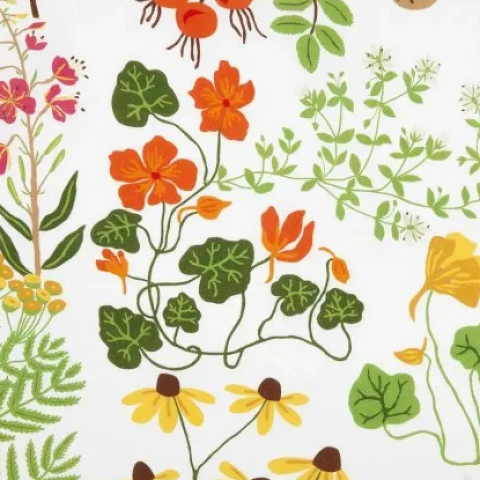 Hot Klippan Yllefabrik Leksand fabric, white GreenYellowRedWhite