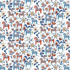 Fabric By The Metre^Arvidssons Textil Leksand fabric, white OrangeWhite