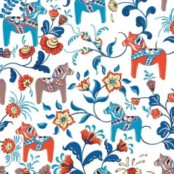 Fabric By The Metre^Arvidssons Textil Leksand fabric, white OrangeWhite