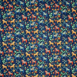Fabric By The Metre^Arvidssons Textil Leksand mini fabric, blue BlueGreenOrangeRed