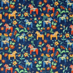 Fabric By The Metre^Arvidssons Textil Leksand mini fabric, blue BlueGreenOrangeRed