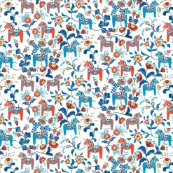 Fabric By The Metre|Oilcloths^Arvidssons Textil Leksand oilcloth, Blue-orange Multi